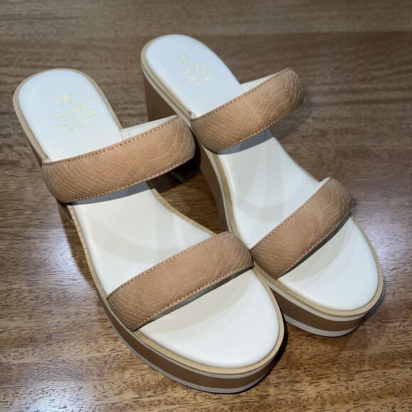 Oasis Society Shoes - Oasis Society California Sienna Tan Double Strap Platform Slide Sandals Size 10